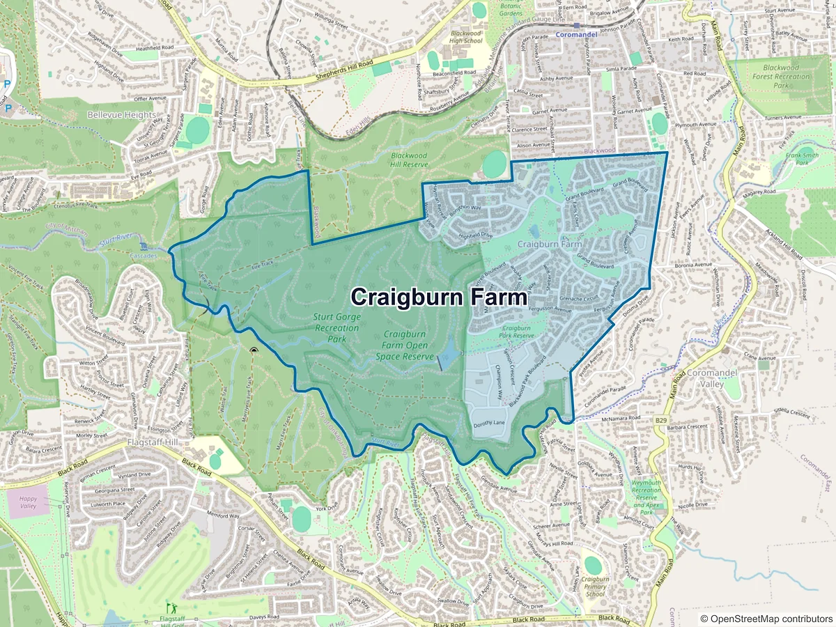 Map of Craigburn Farm, SA, Australia