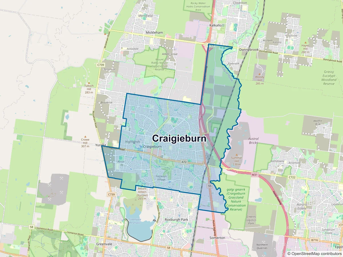 Map of Craigieburn, VIC, Australia