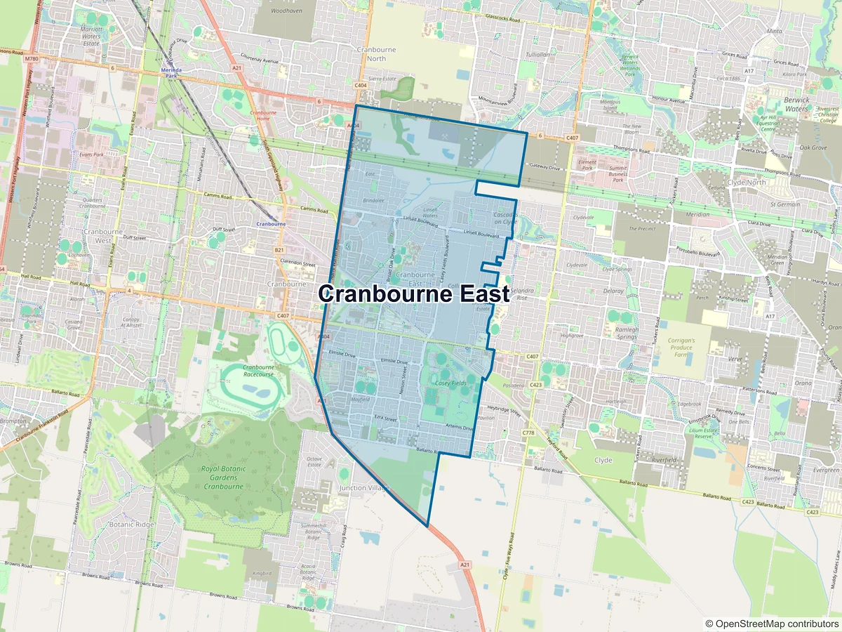 Map of Cranbourne East, VIC, Australia