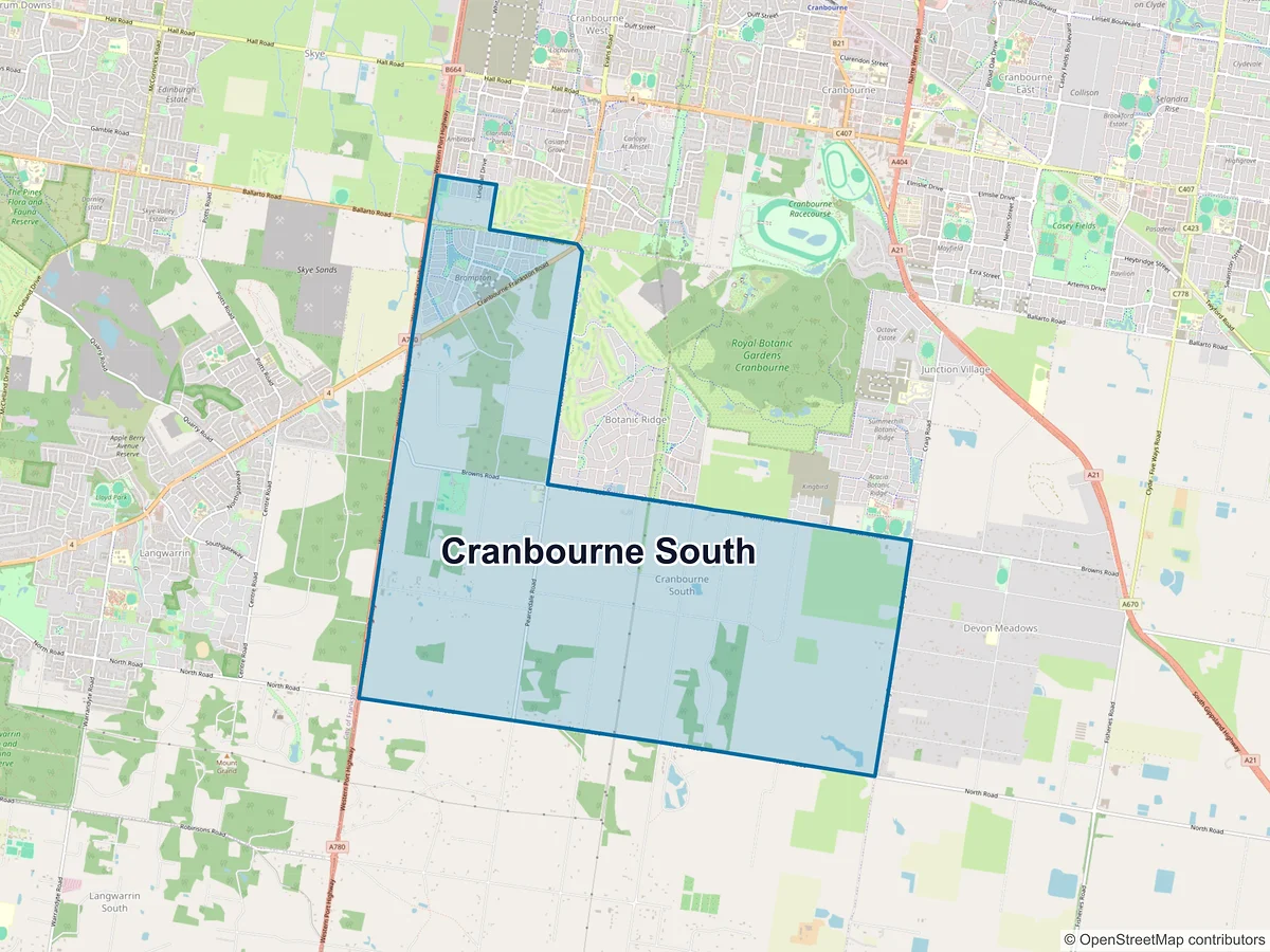 Map of Cranbourne South, VIC, Australia