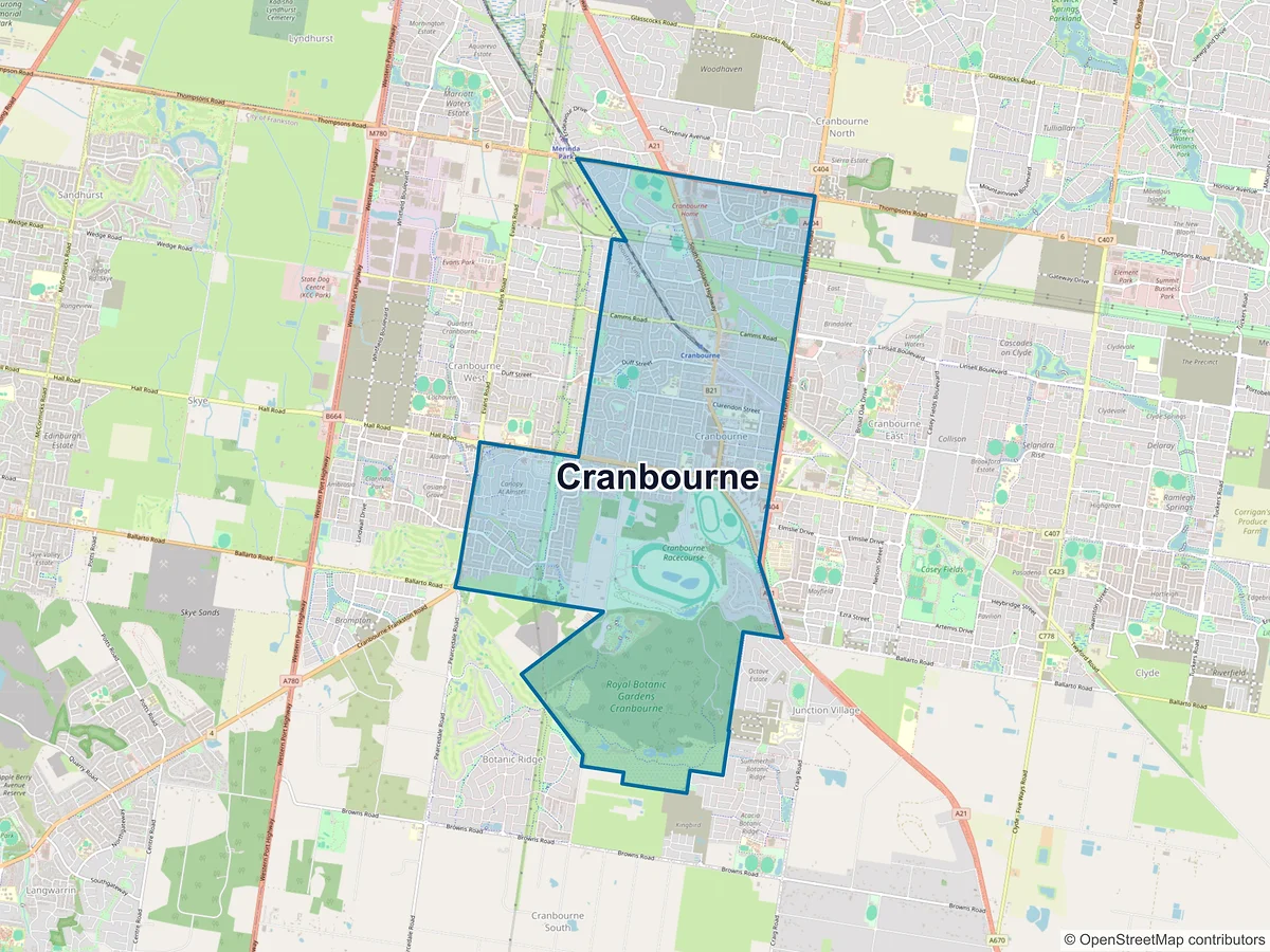 Map of Cranbourne, VIC, Australia