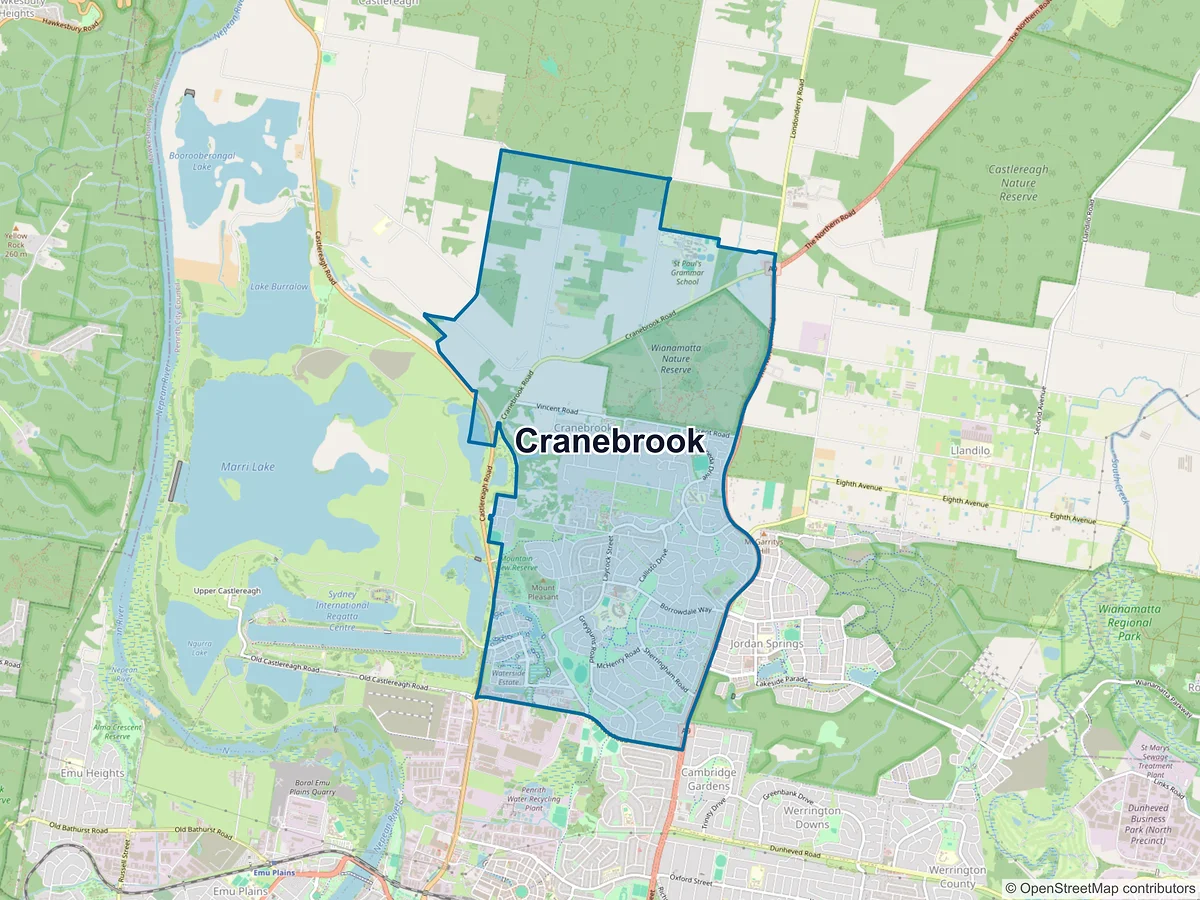 Map of Cranebrook, NSW, Australia