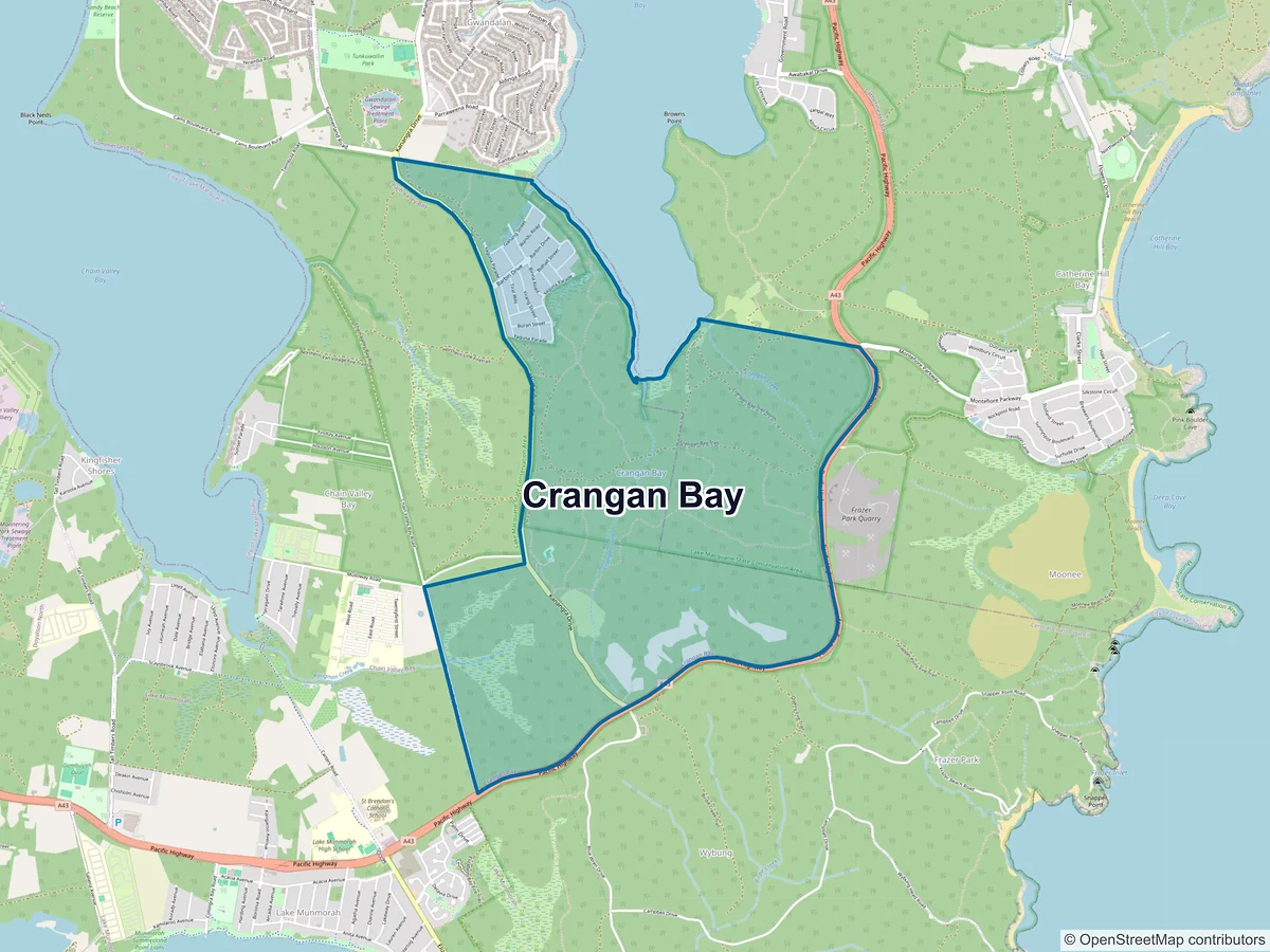 Map of Crangan Bay, NSW, Australia