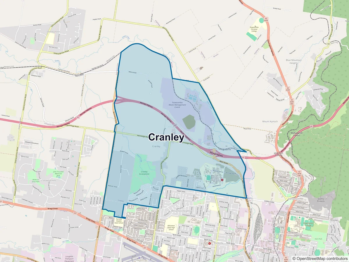 Map of Cranley, QLD, Australia