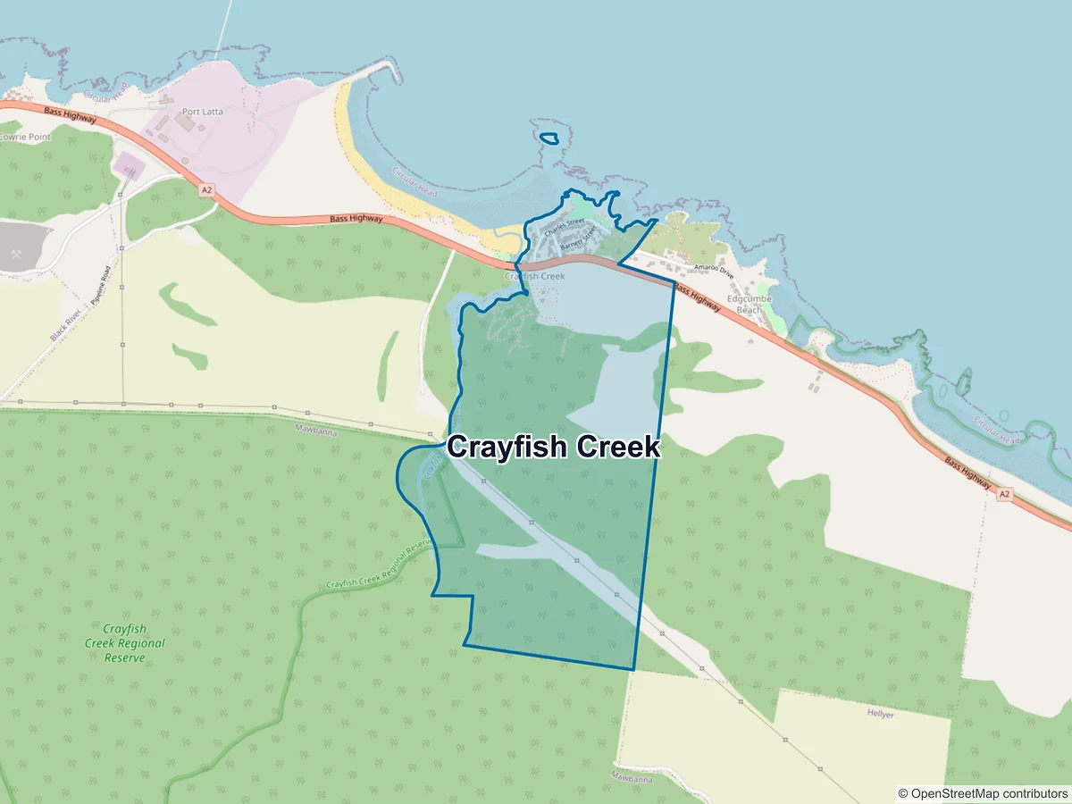 Map of Crayfish Creek, TAS, Australia