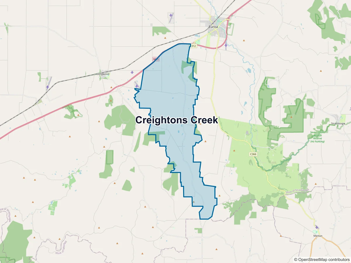 Map of Creightons Creek, VIC, Australia