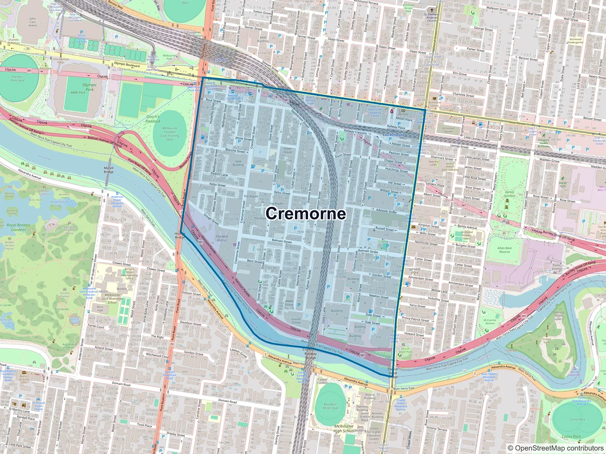 Map of Cremorne, VIC, Australia