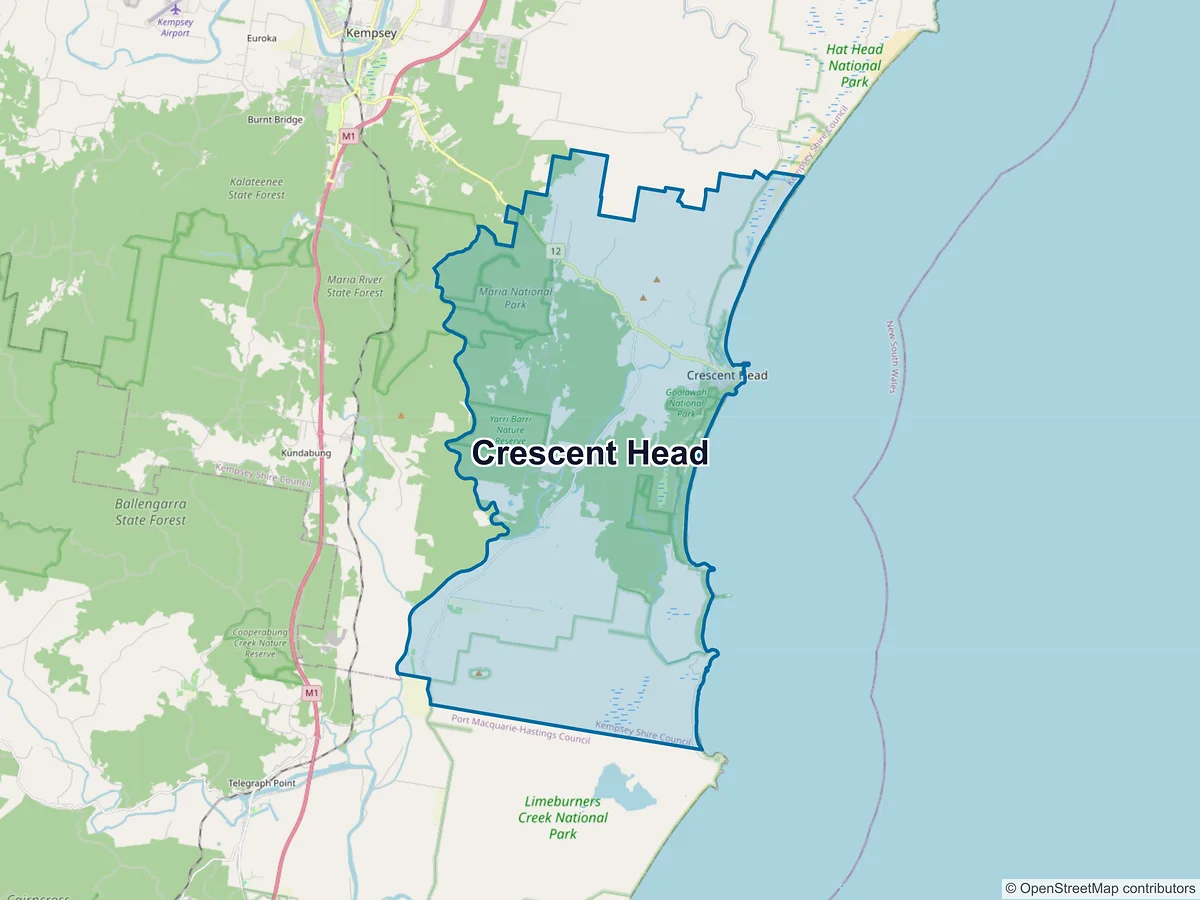 Map of Crescent Head, NSW, Australia