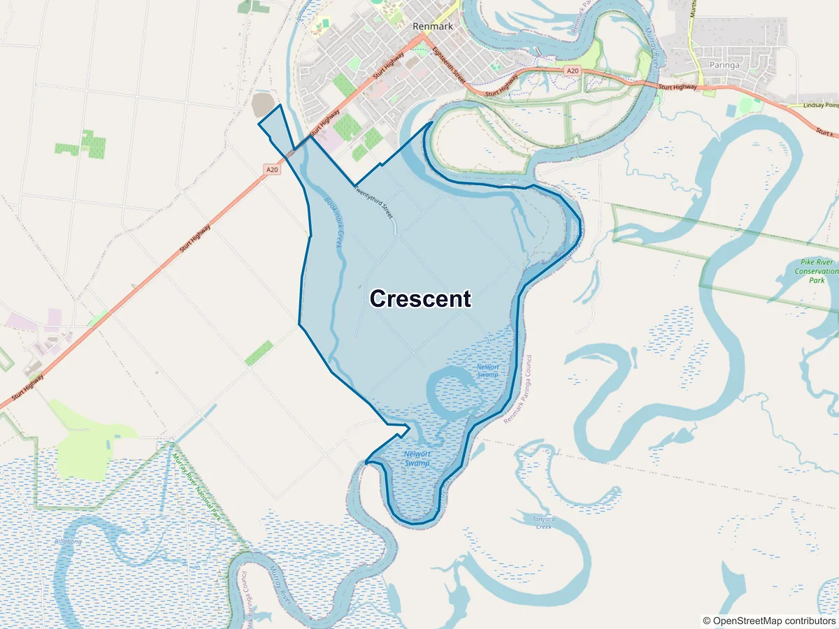 Map of Crescent, SA, Australia
