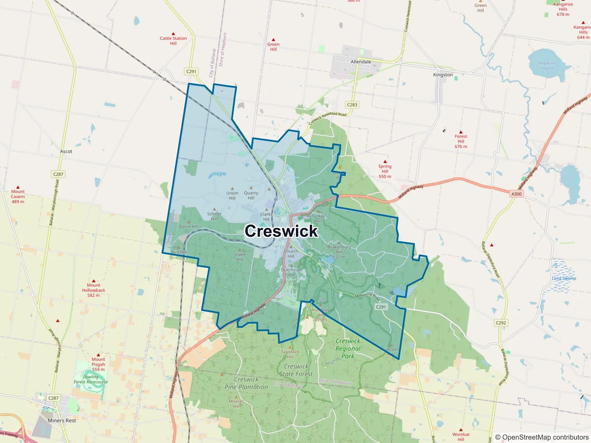 Map of Creswick, VIC, Australia