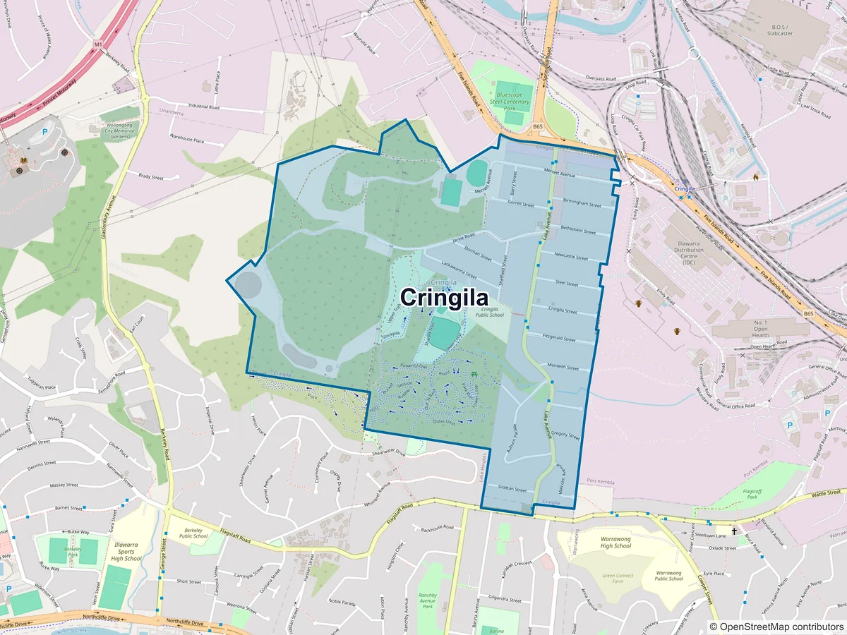 Map of Cringila, NSW, Australia