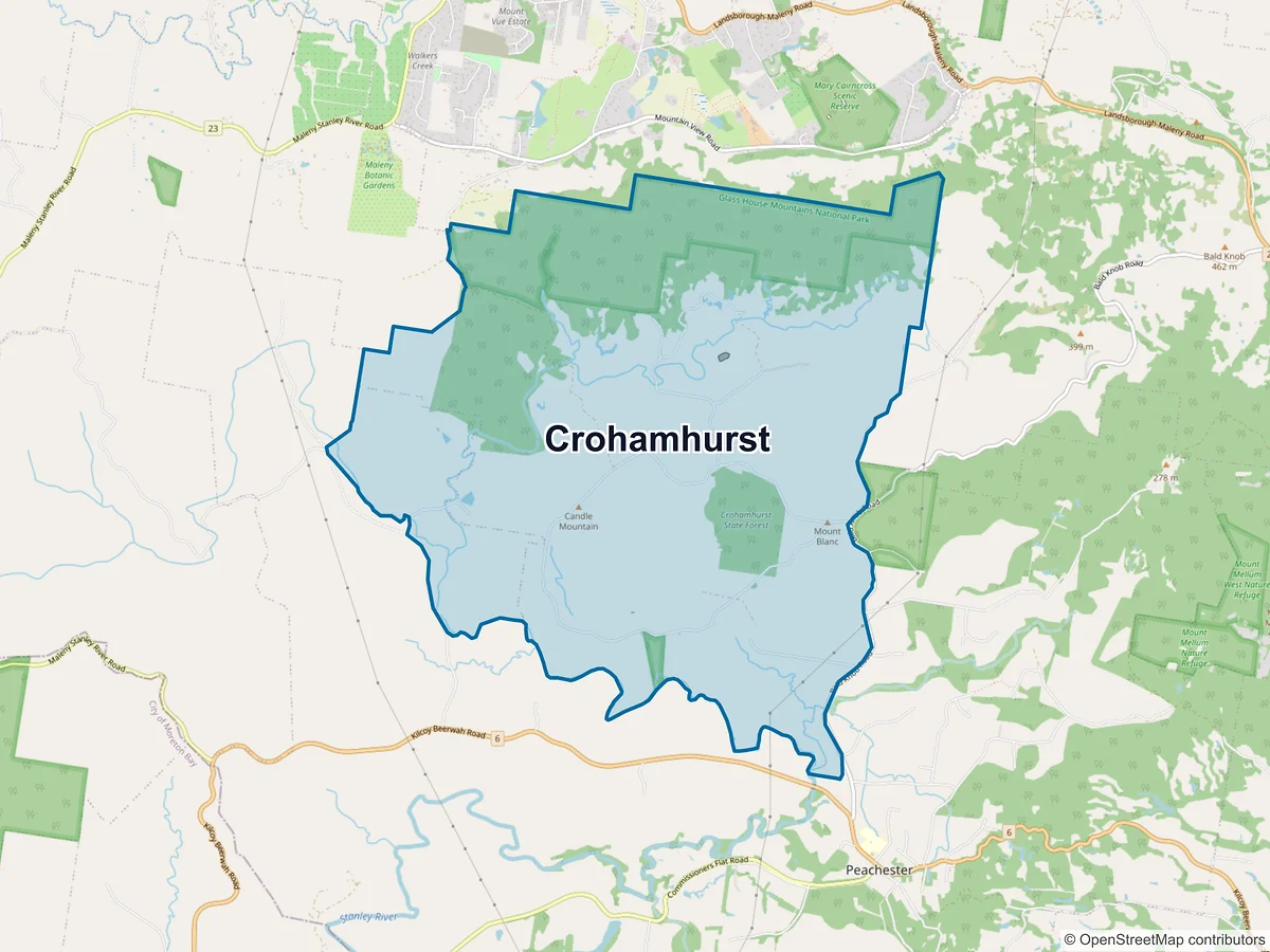 Map of Crohamhurst, QLD, Australia