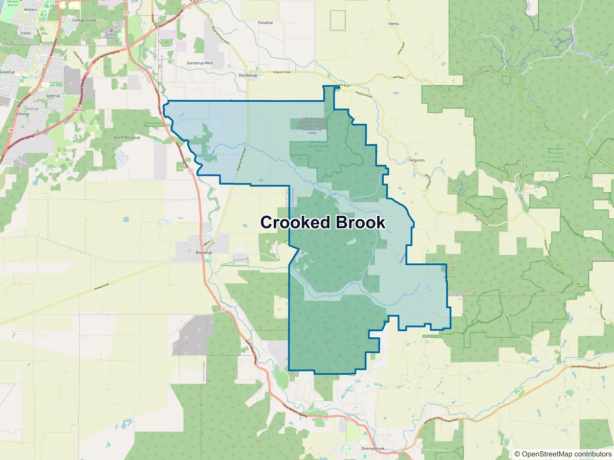 Map of Crooked Brook, WA, Australia