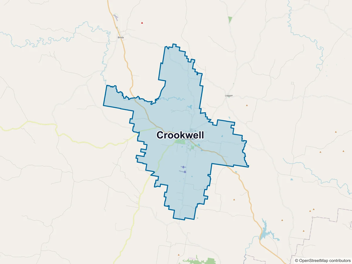 Map of Crookwell, NSW, Australia
