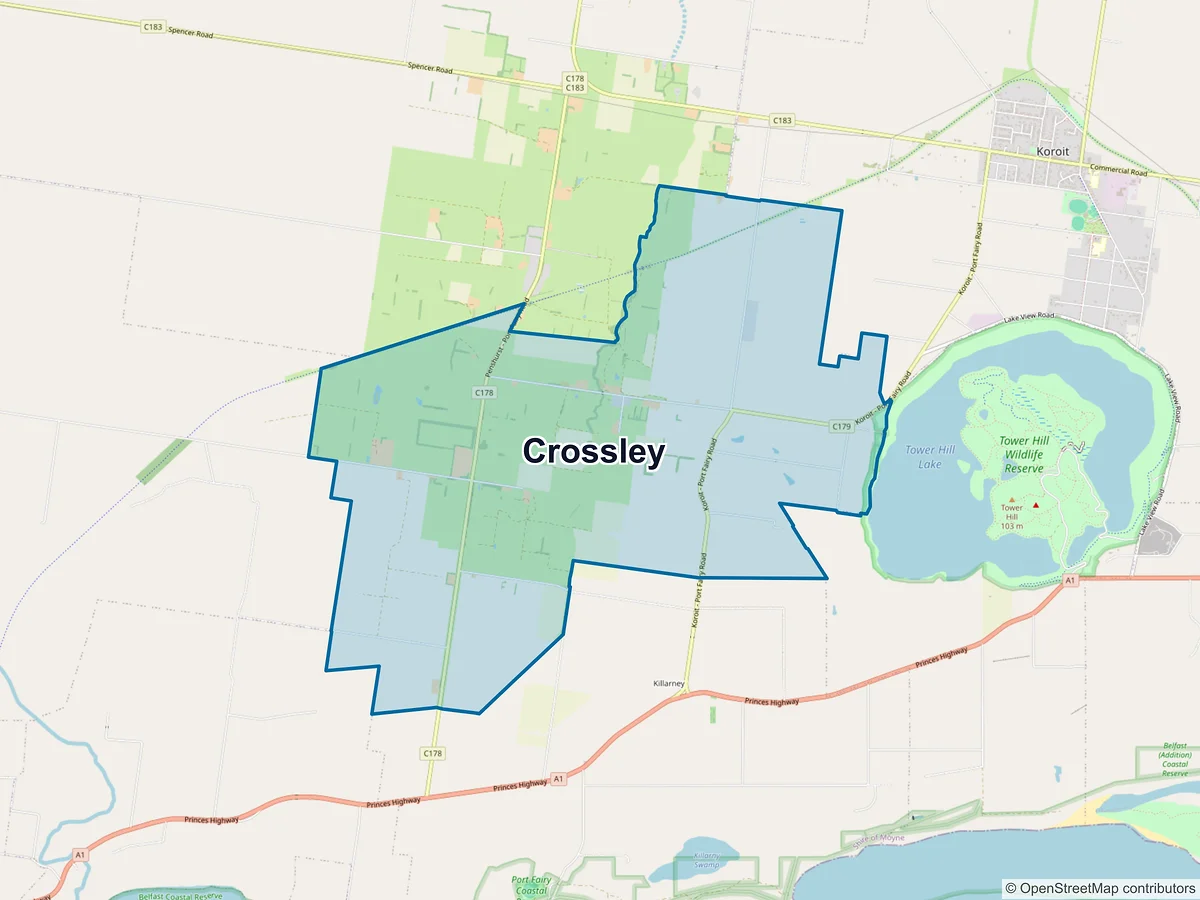 Map of Crossley, VIC, Australia