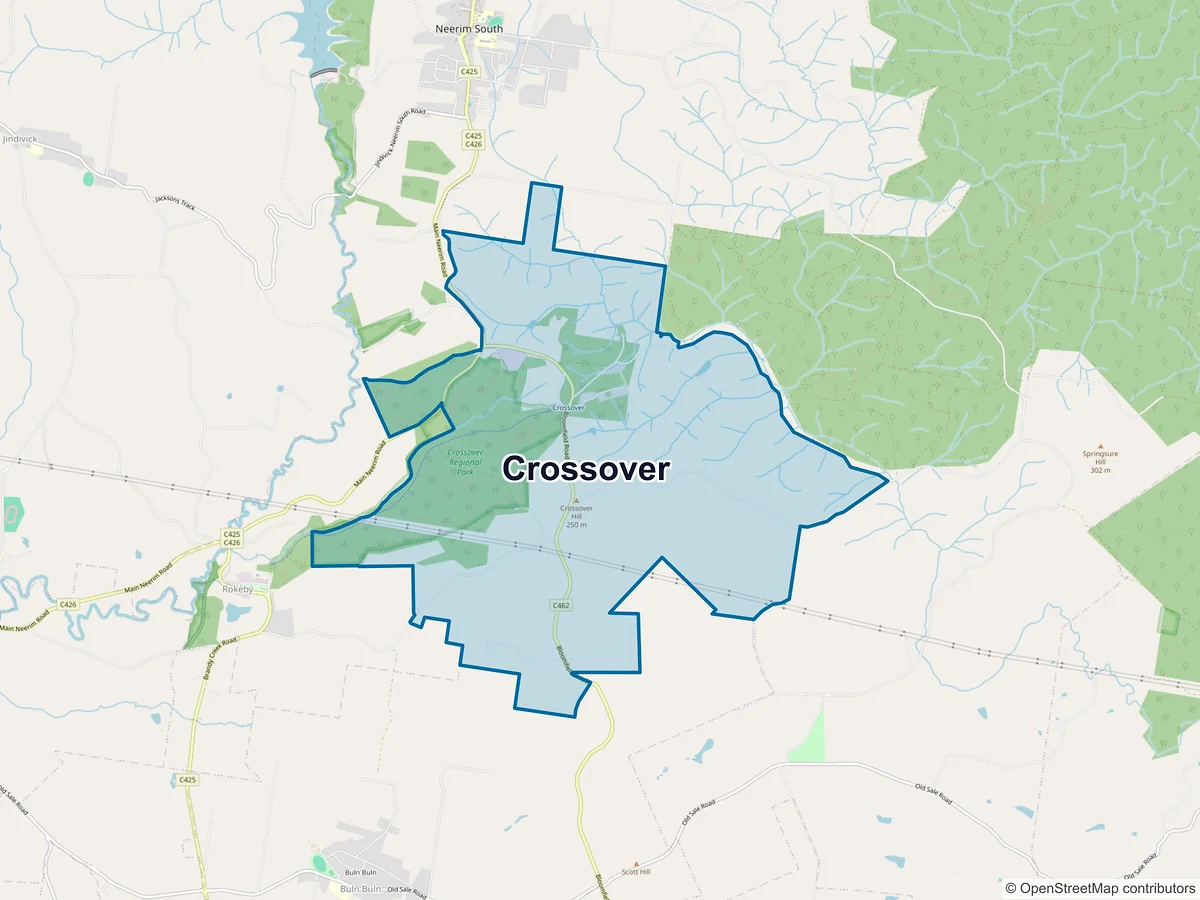Map of Crossover, VIC, Australia