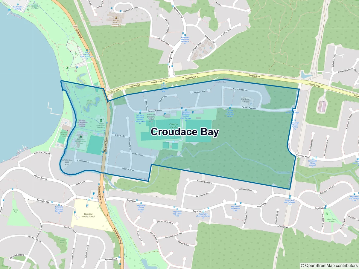Map of Croudace Bay, NSW, Australia
