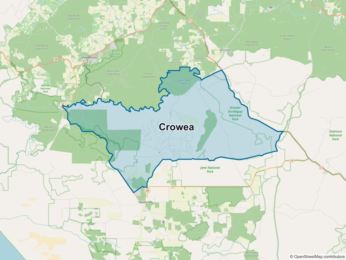 Map of Crowea, WA, Australia