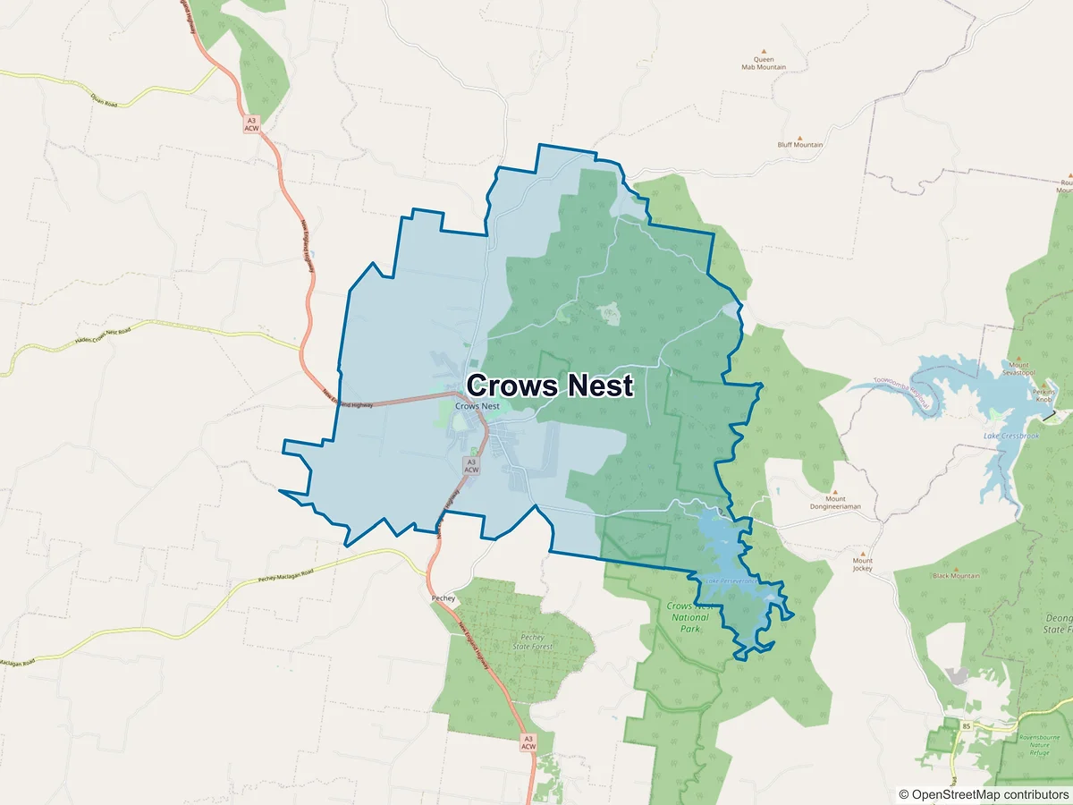 Map of Crows Nest, QLD, Australia