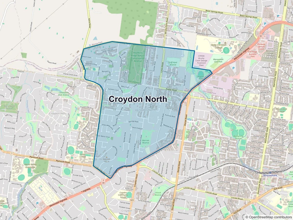 Map of Croydon North, VIC, Australia