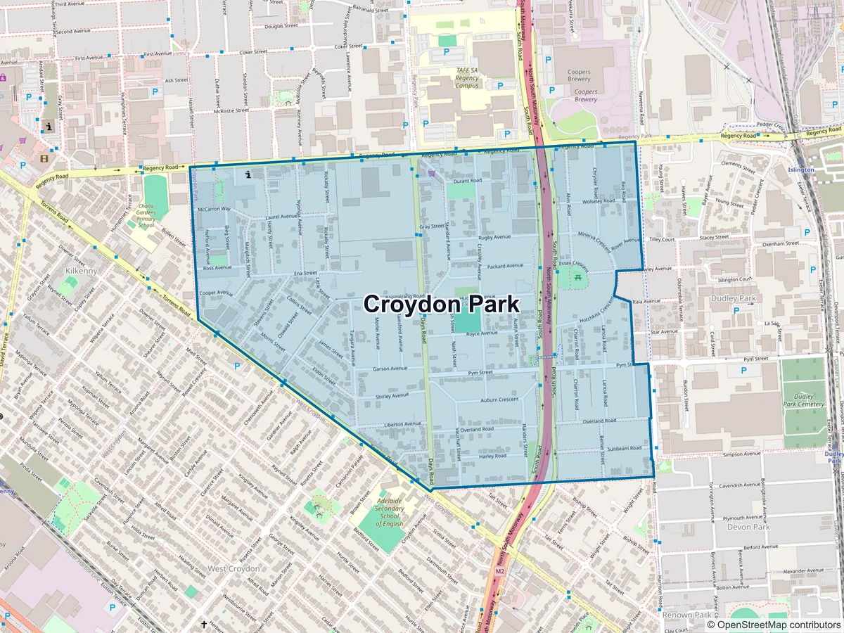 Map of Croydon Park, SA, Australia