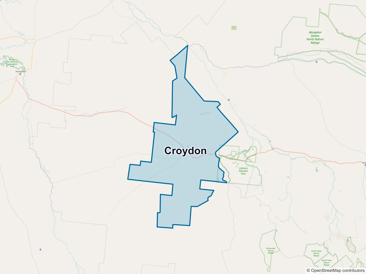 Map of Croydon, QLD, Australia