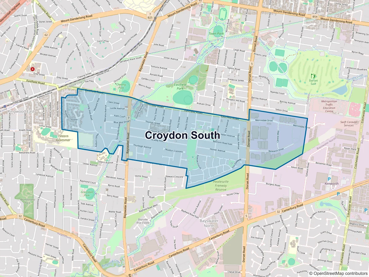 Map of Croydon South, VIC, Australia