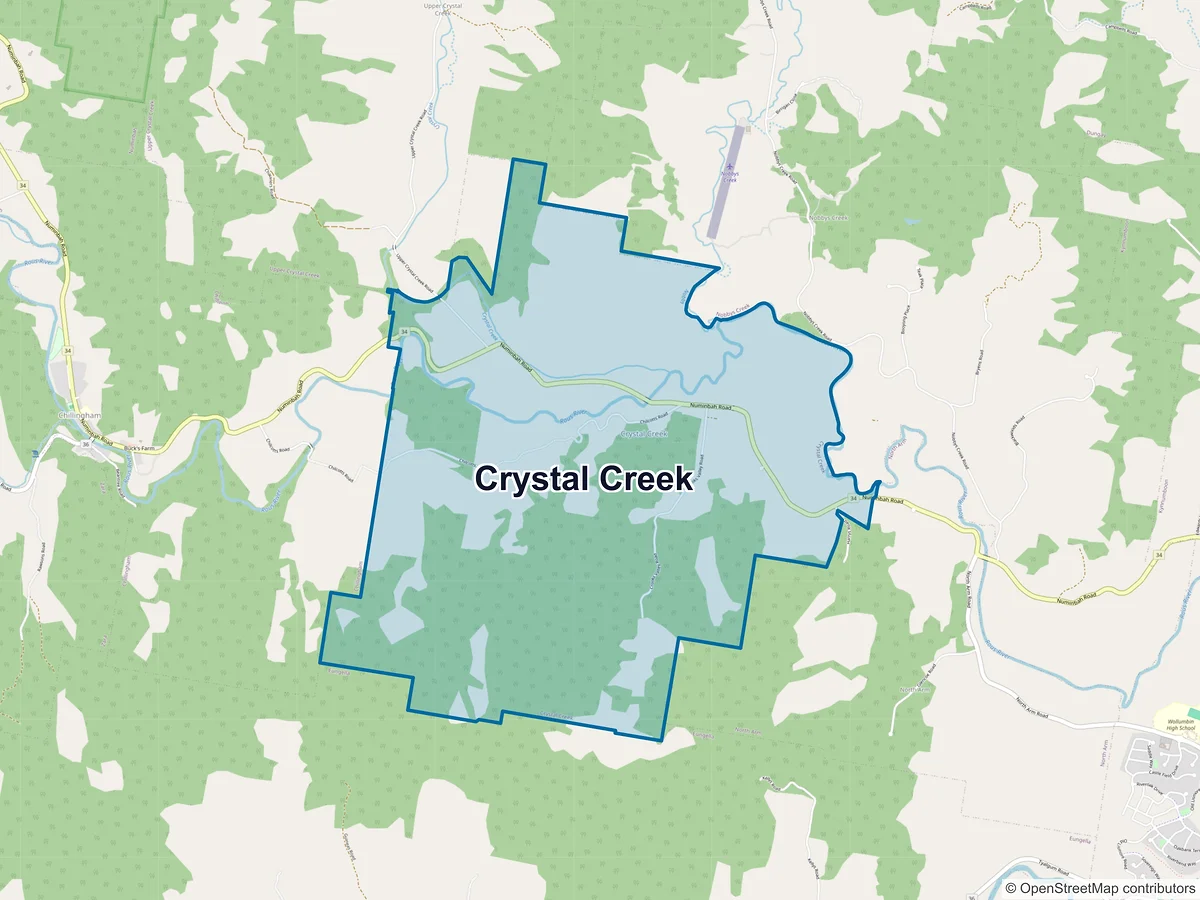Map of Crystal Creek, NSW, Australia