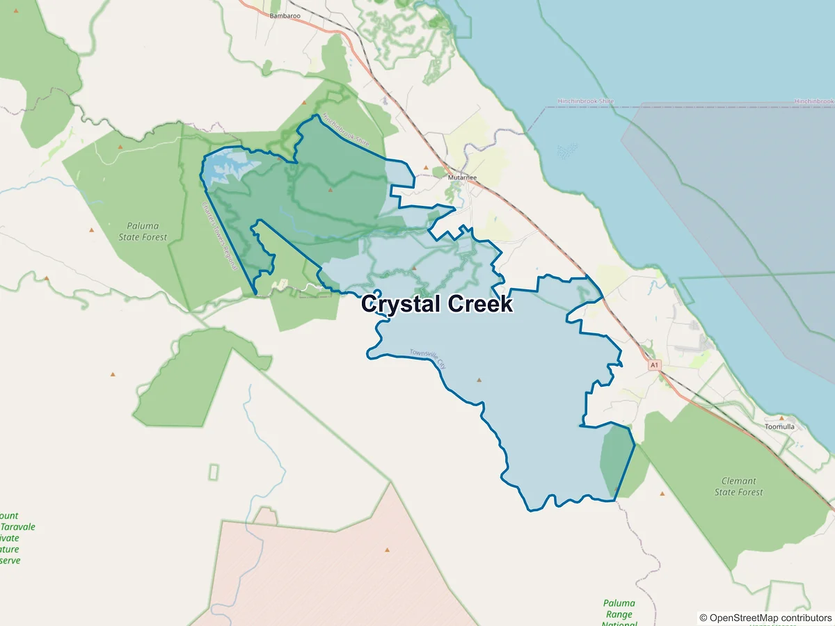 Map of Crystal Creek, QLD, Australia