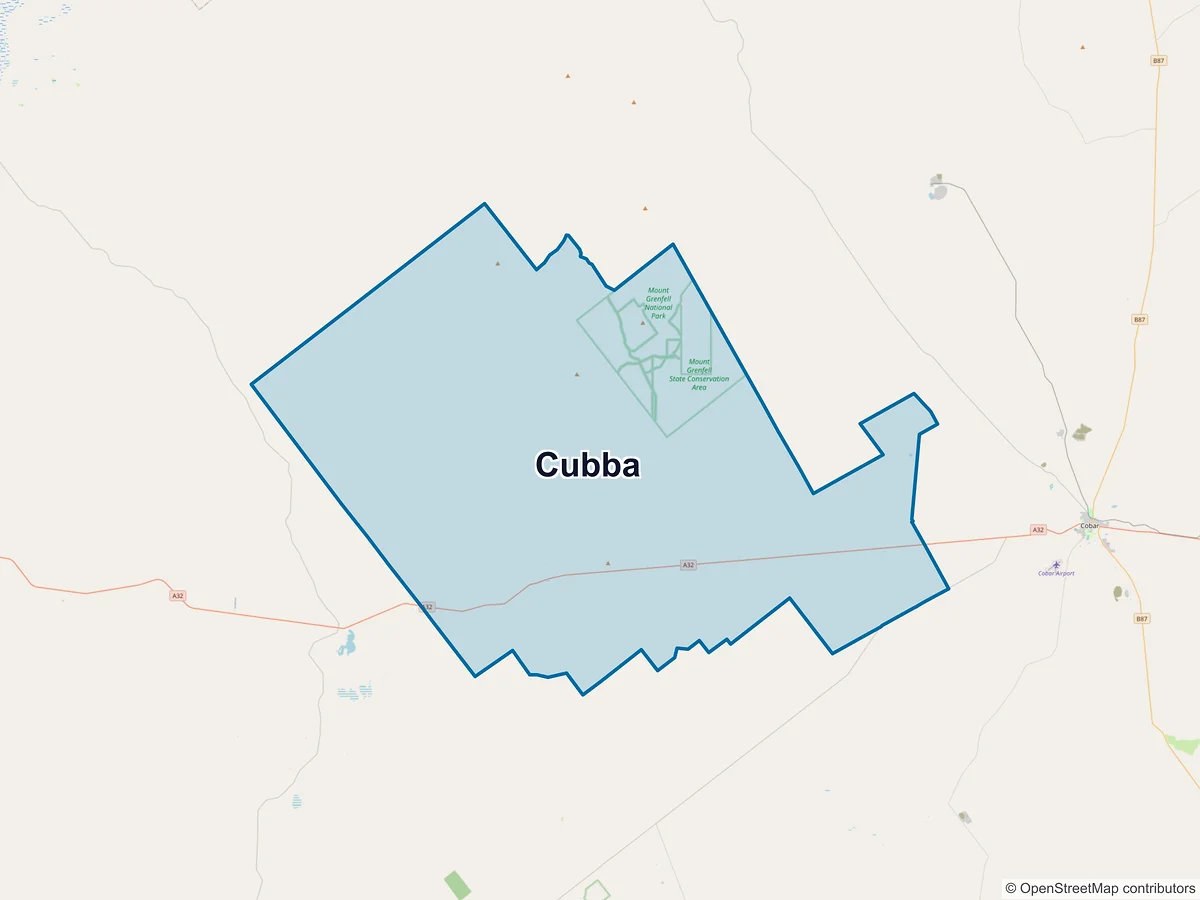 Map of Cubba, NSW, Australia