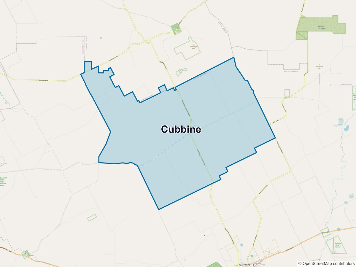 Map of Cubbine, WA, Australia