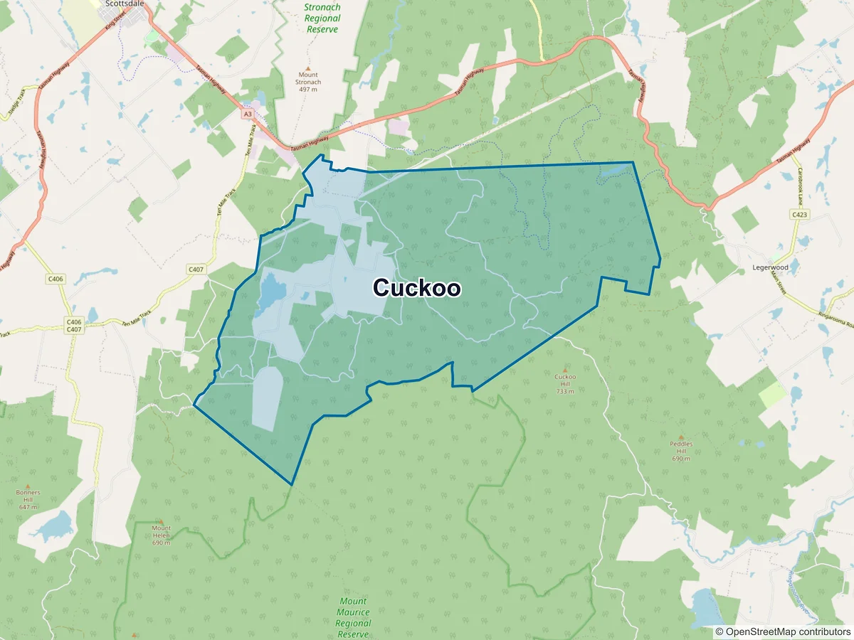 Map of Cuckoo, TAS, Australia