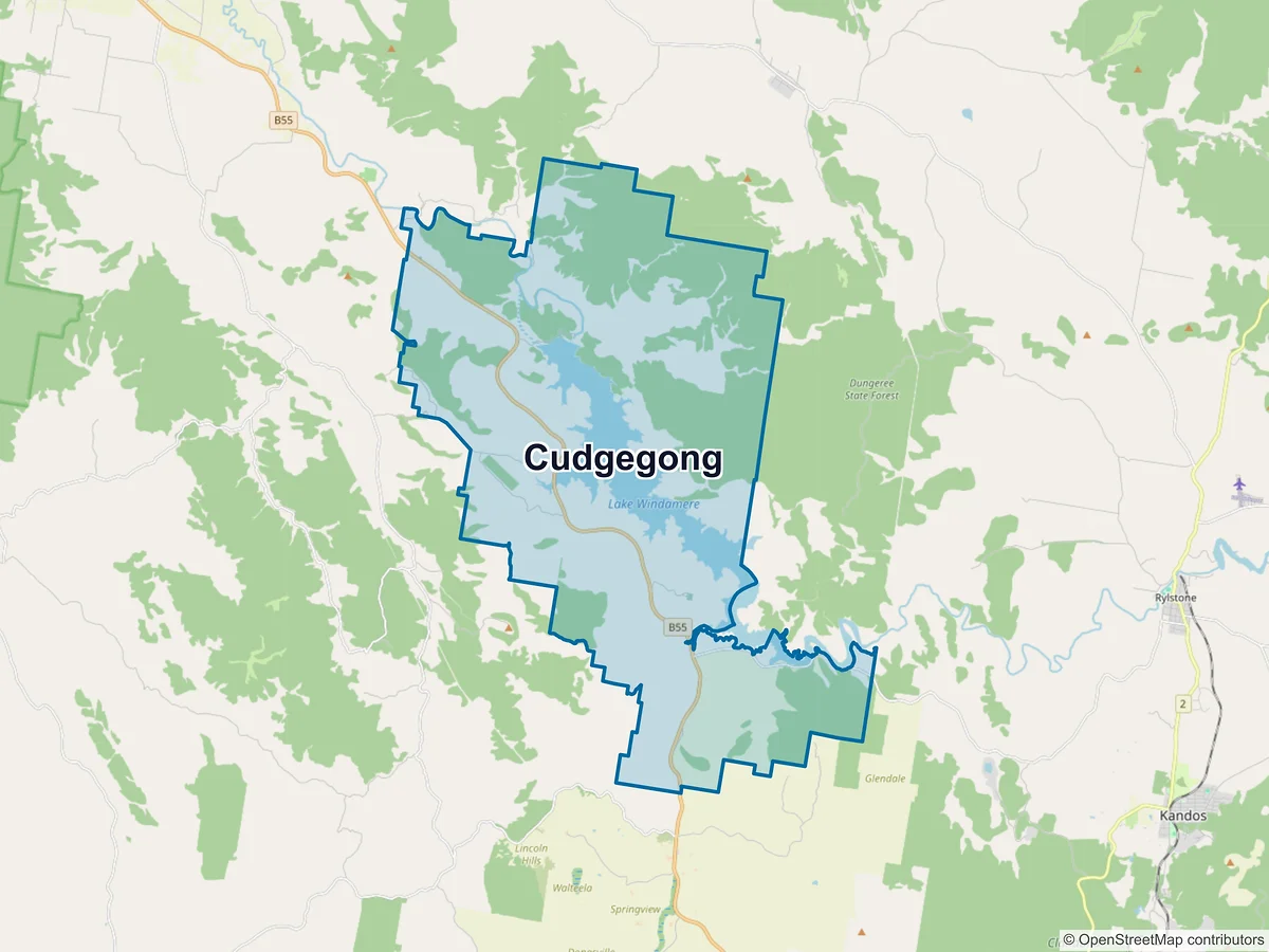 Map of Cudgegong, NSW, Australia