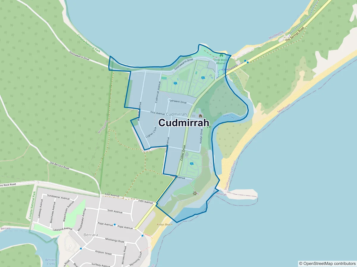 Map of Cudmirrah, NSW, Australia