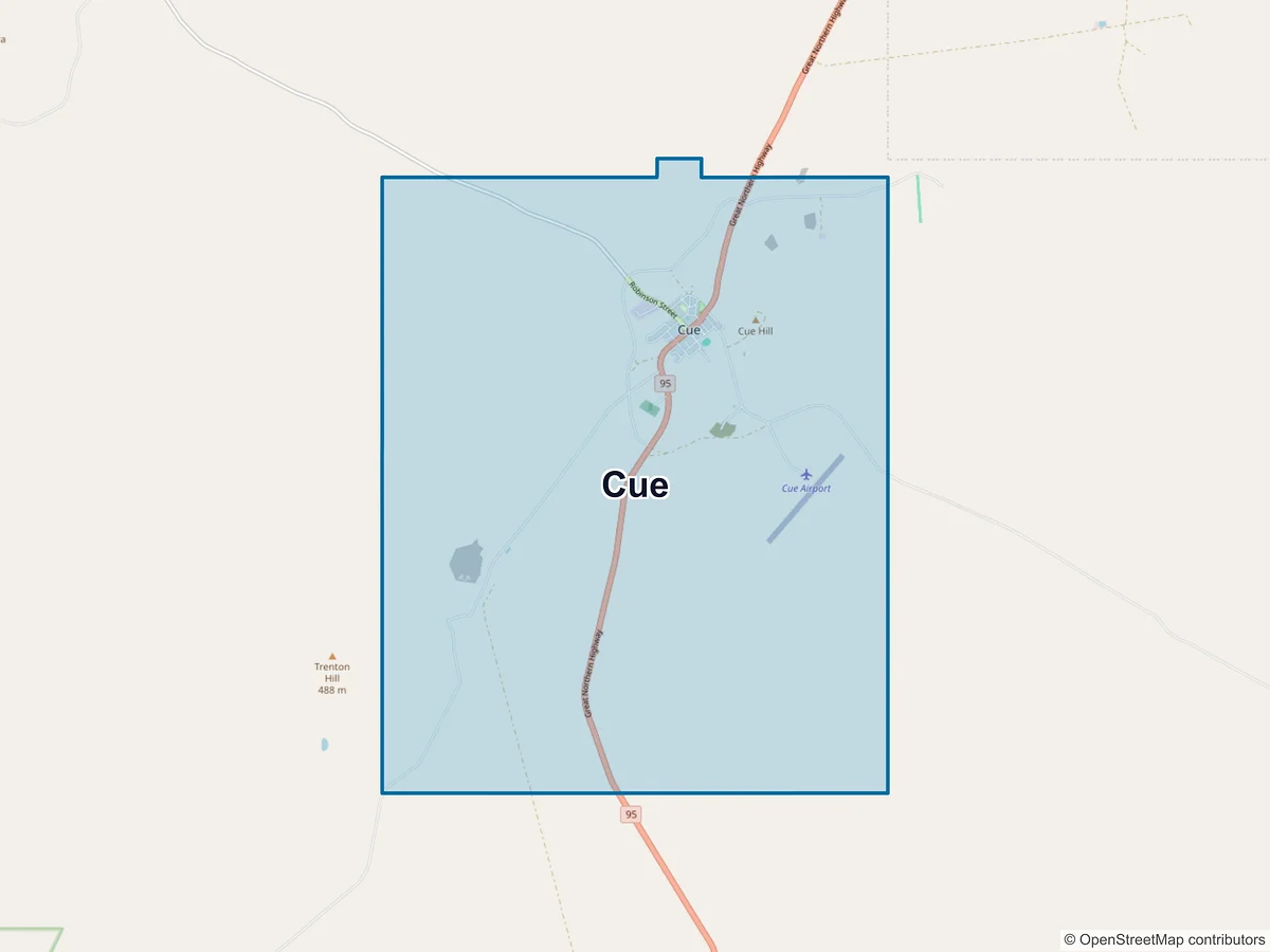 Map of Cue, WA, Australia