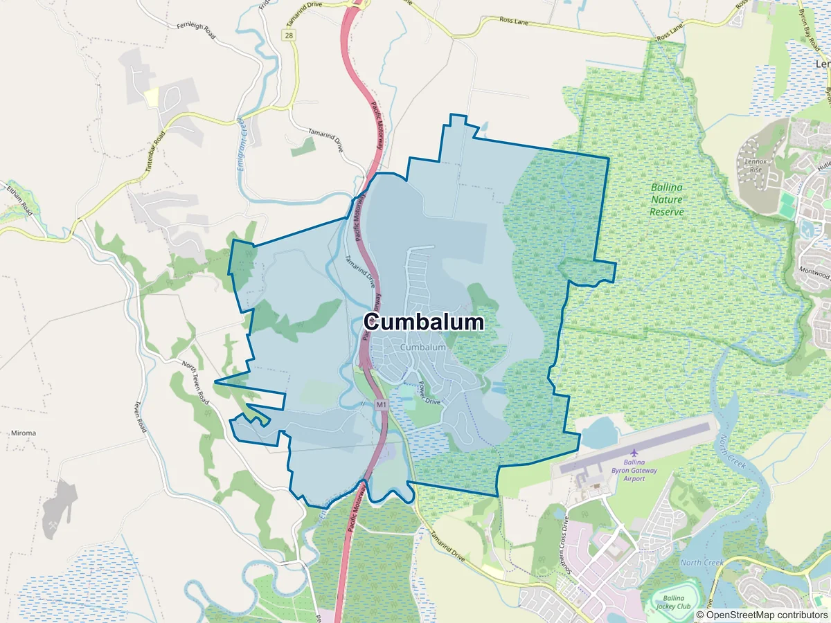 Map of Cumbalum, NSW, Australia