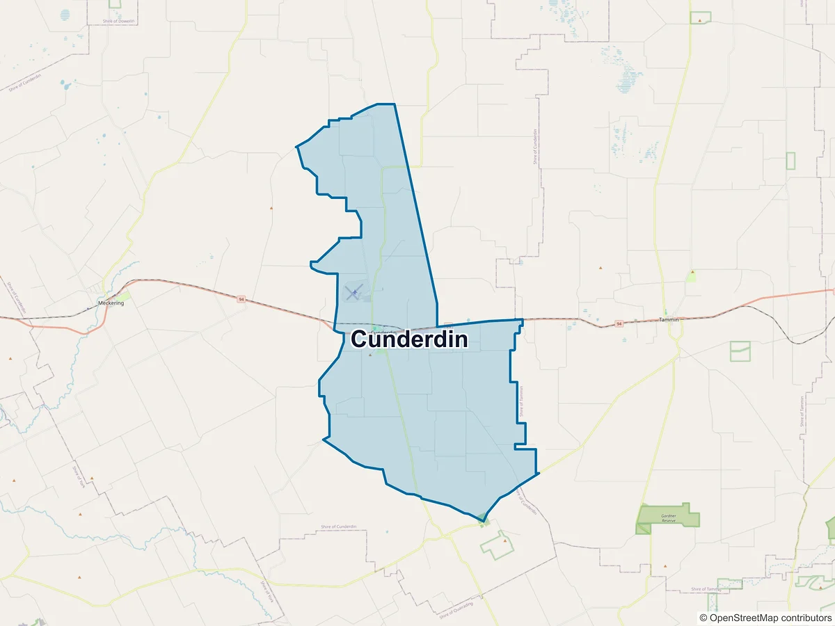 Map of Cunderdin, WA, Australia