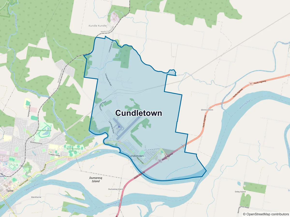 Map of Cundletown, NSW, Australia