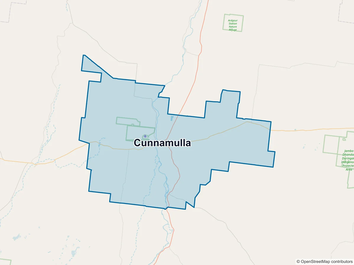 Map of Cunnamulla, QLD, Australia