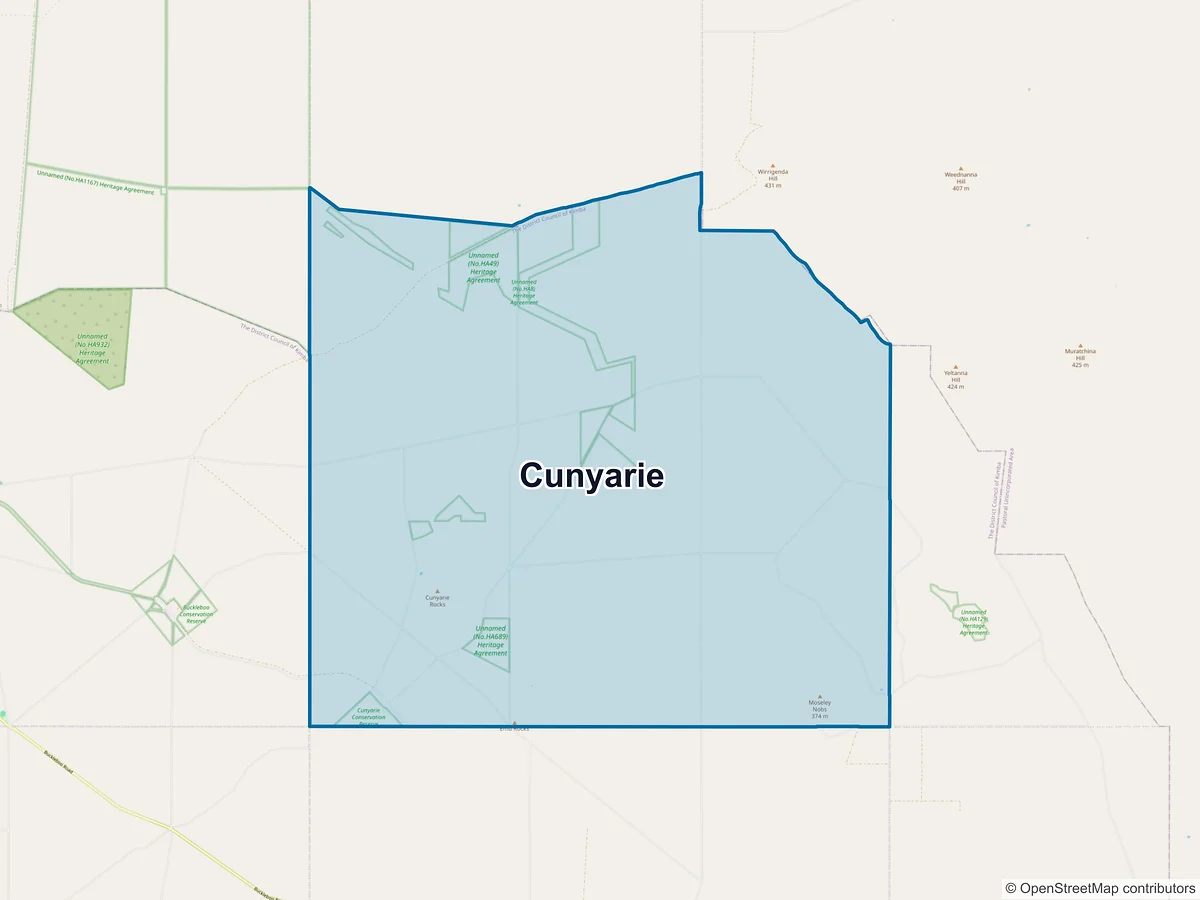 Map of Cunyarie, SA, Australia
