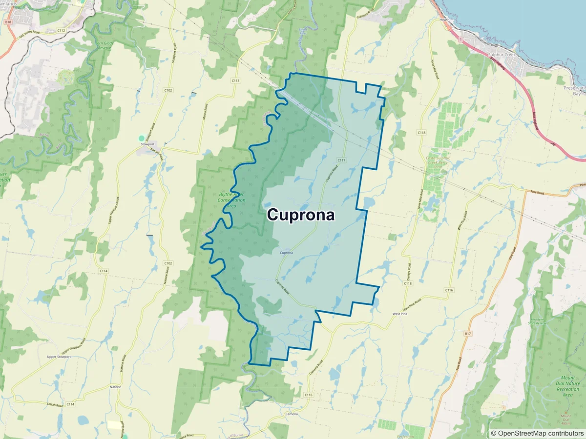 Map of Cuprona, TAS, Australia
