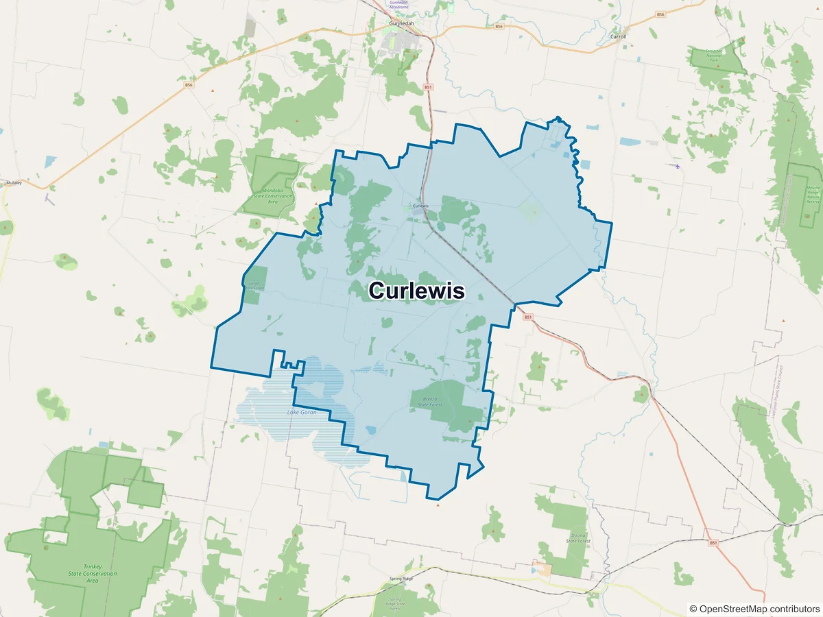Map of Curlewis, NSW, Australia