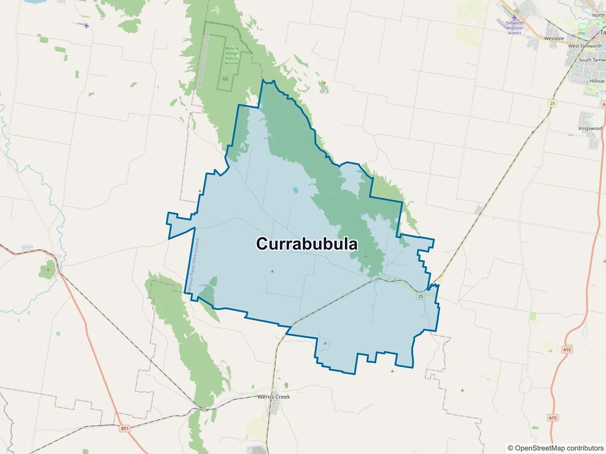 Map of Currabubula, NSW, Australia