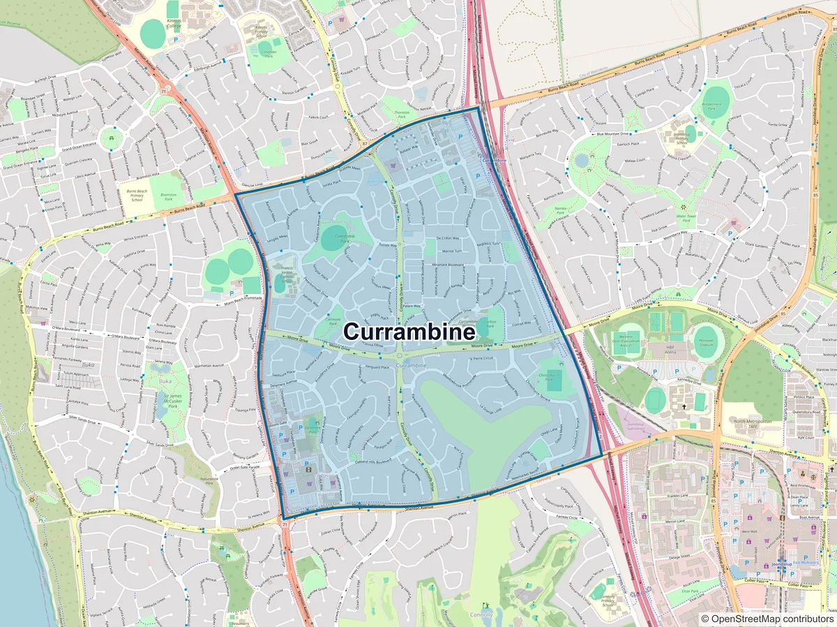 Map of Currambine, WA, Australia