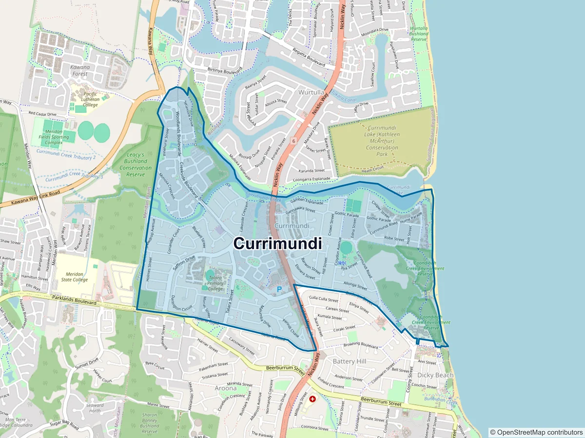 Map of Currimundi, QLD, Australia