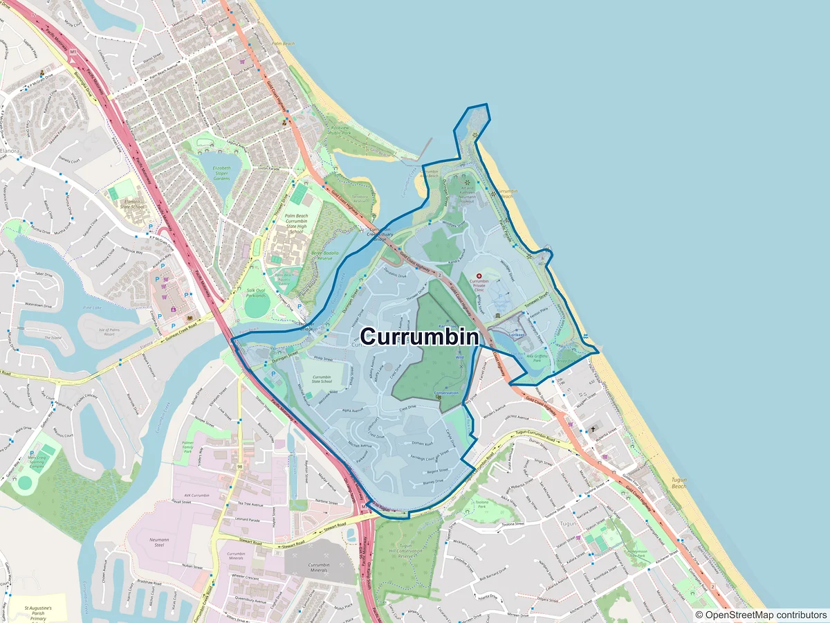 Map of Currumbin, QLD, Australia