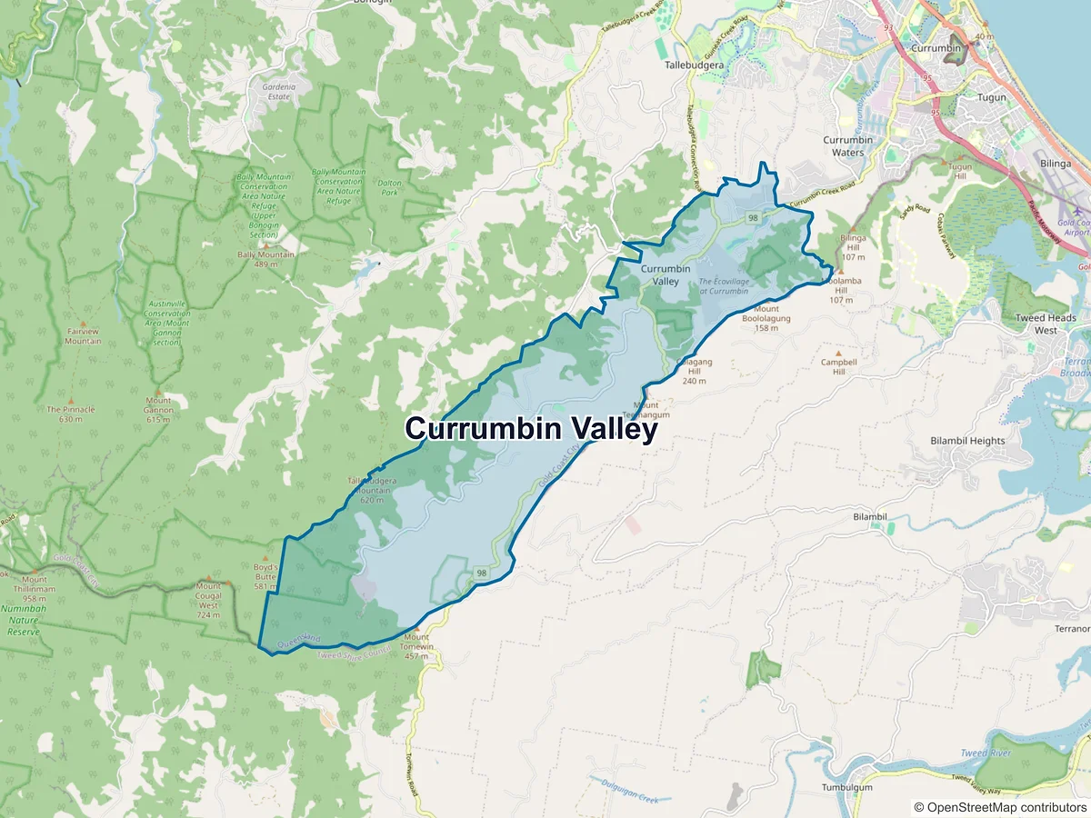 Map of Currumbin Valley, QLD, Australia
