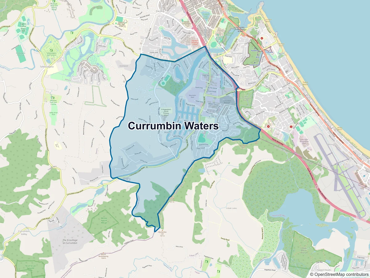 Map of Currumbin Waters, QLD, Australia
