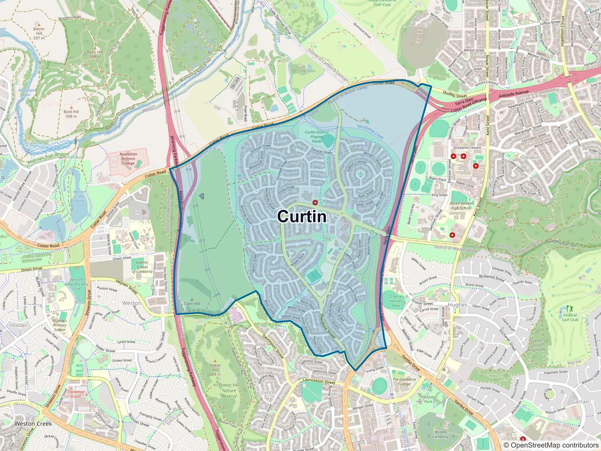 Map of Curtin, ACT, Australia