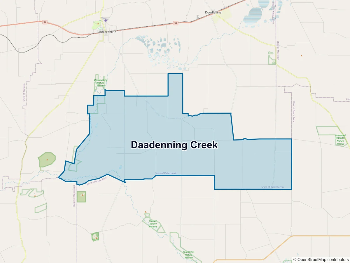 Map of Daadenning Creek, WA, Australia